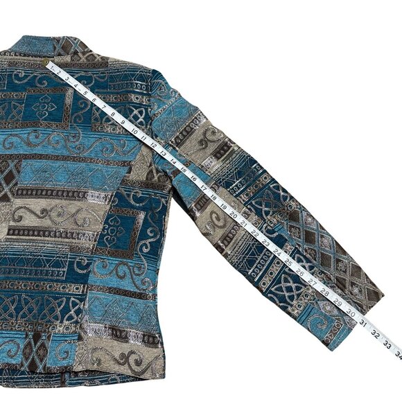 DRESSBARN JACKET TAPESTRY COLORFUL ABSTRACT FULL ZIP SIZE XL ART TO WEAR - Picture 11 of 11